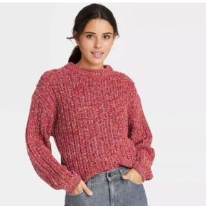 Universal Thread Pink Crew Neck Cropped Sweater